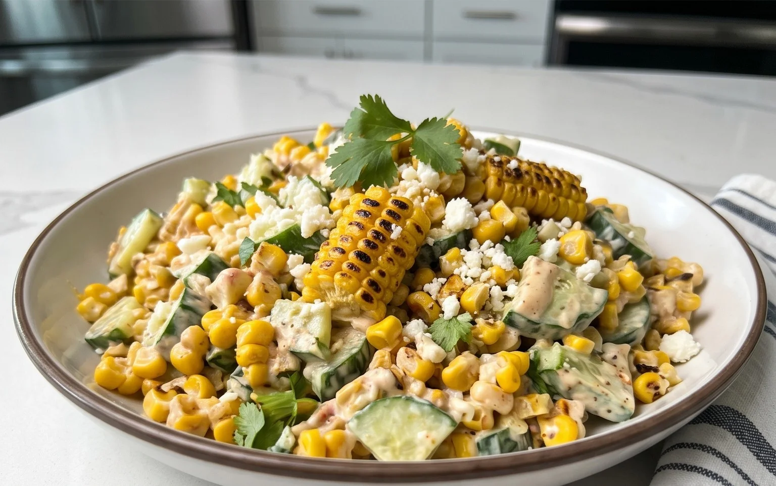 Street Corn Creamy Cucumber Salad