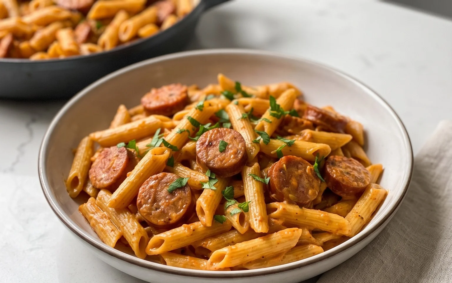 One-Pot Creamy Spicy Cajun Sausage Pasta